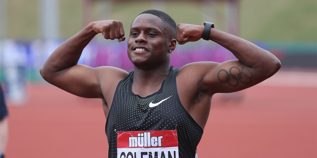 60M WORLD CHAMPION & WORLD RECORD HOLDER CHRISTIAN COLEMAN HEADS 100M AT MULLER GP BHAM